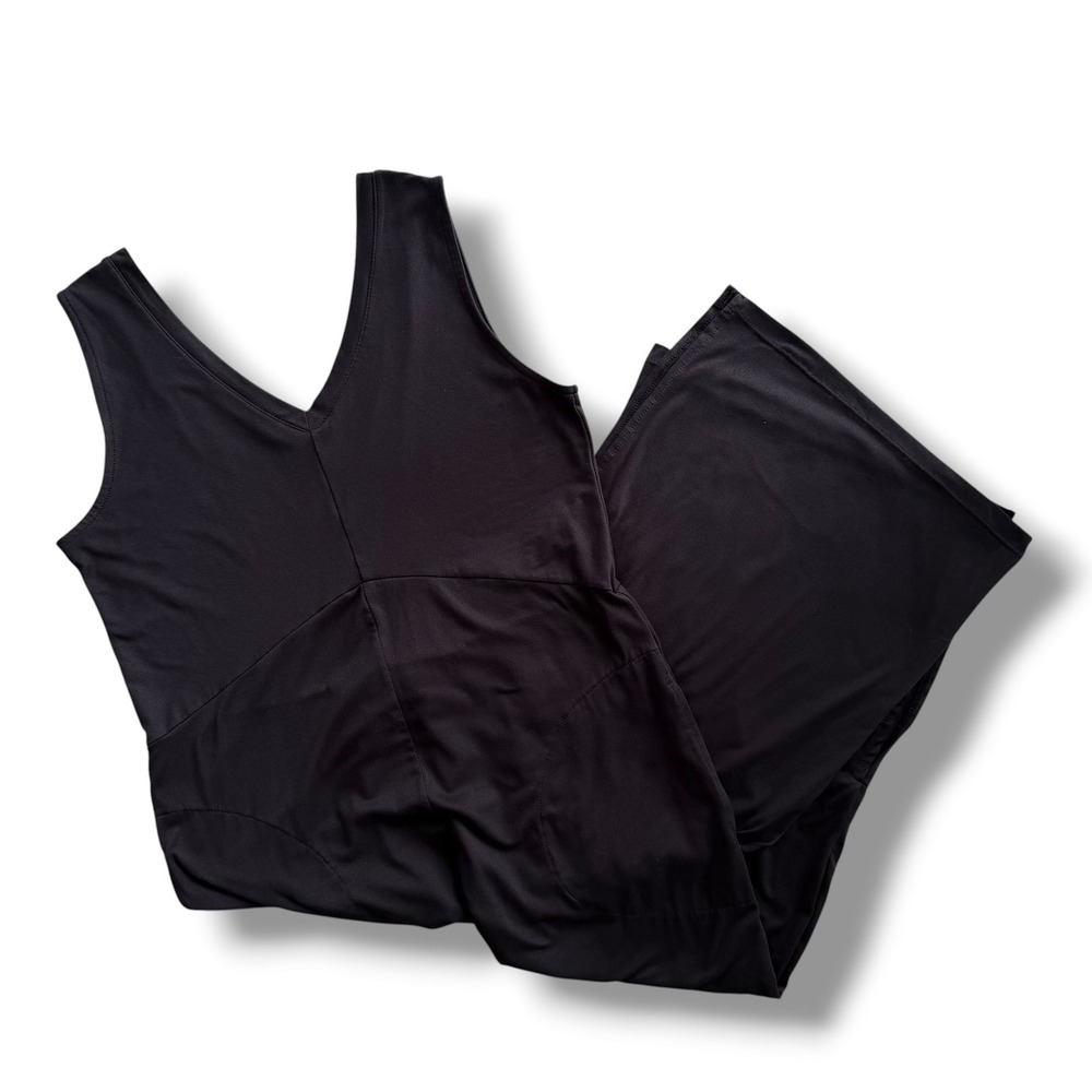 Cuddl Duds Women S Black Flexwear VNeck Sleeveless Pockets Crop WideLeg Jumpsuit